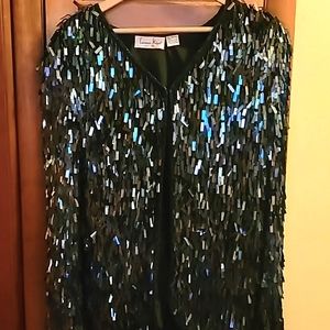 Lawrence Kazar Black Jacket with Blue Iridescent Sequins